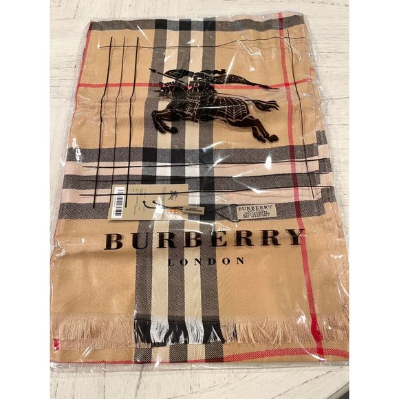 Burberry Accessories - Burberry Nova Check Plaid Scarf, 100% cashmere, PQ Beetroot Camel NEW